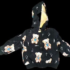 Kids Black Teddy Bear Hoodie